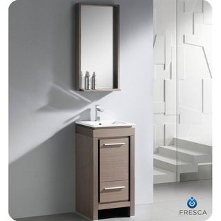 Fresca Allier 16 inch Grey Oak Modern Bathroom Vanity with Mirror