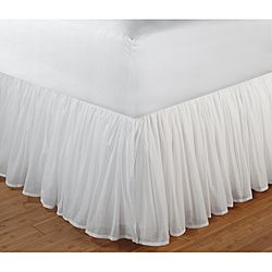 White Sheer 100 percent Cotton Voile 15 inch Drop Gathered Bedskirt