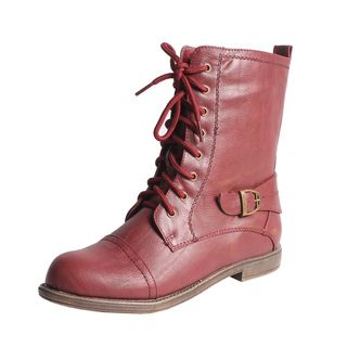 Blossom by Beston Womens Cana 8 Mid calf Combat Boots