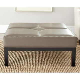 Terrence Clay Grey Leather Cocktail Ottoman