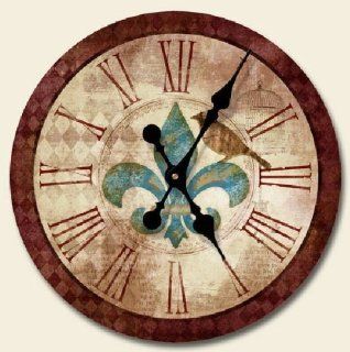 French Fleur de Lis 12 Wood Wall Clock Shabby Decor: Home