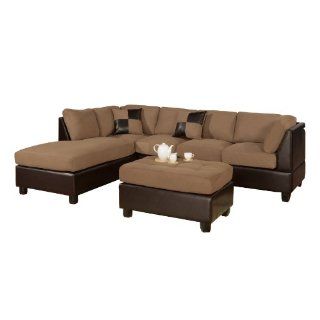 Bobkona Hungtinton Microfiber/Faux Leather 3 Piece Sectional Sofa Set