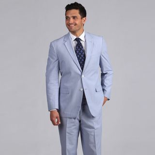 Adolfo Mens Blue and White Pinfeather 2 button Suit