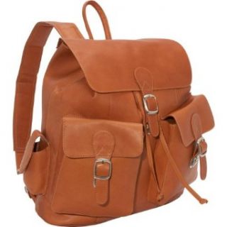 Piel Leather Large Buckle  Flap Backpack, Saddle Clothing