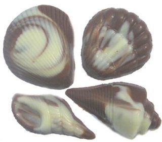 Chocolate Seashells Varied Shapes  1 Dozen, Swirled White