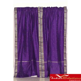 Indo Purple Rod Pocket Sari Sheer Curtain (43 in. x 84 in