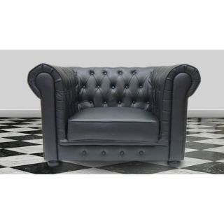 Fauteuil Chesterfield 100% cuir italien   noir   Ce fauteuil unique