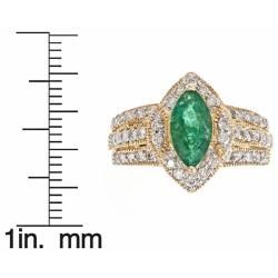 Yach 14k Yellow Gold Emerald and 3/5ct TDW Diamond Ring (G H, I1 I2