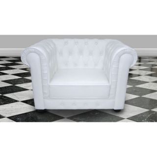 Fauteuil Chesterfield 100% cuir italien   blanc   Ce fauteuil unique