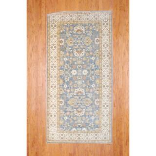 Afghan Hand knotted Gray/ Ivory Vegetable Dye Wool Runner (49 x 98