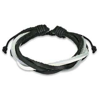 Black and White Twisted Leather Bracelet