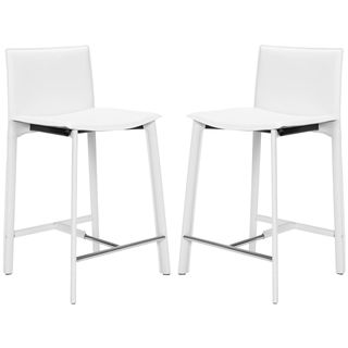 Madison Ave 24 inch White Leather Counter Stools (Set of 2