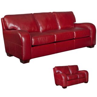 Broyhill Melanie Red Leather Sofa/ Loveseat Set