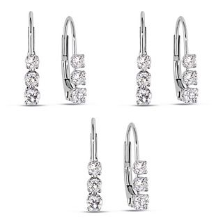 14k White Gold 1/4ct TDW Diamond Hoop Earrings (Set of 3)