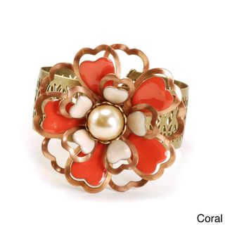 Sweet Romance Copper and Enamel Flower Cuff Bracelet