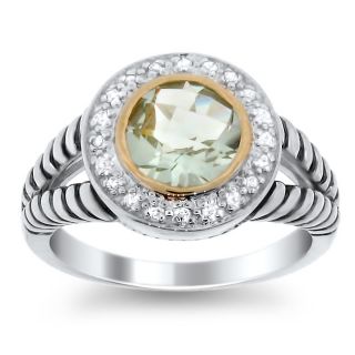 Meredith Leigh 14k Gold/ Silver Amethyst/ 1/10ct TDW Diamond Ring (H I