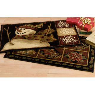 Set of 2 Holiday Season Snowman Accent Rugs (110 x 36)