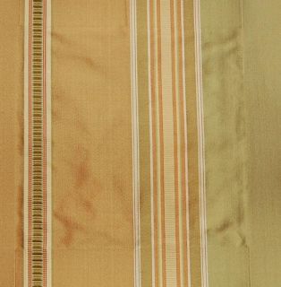 Silk Taffeta Satin 108 inch Ribb Hampton Gold Stripes Curtain (India