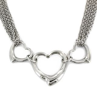 Stainless Steel Polished Open Hearts Necklace