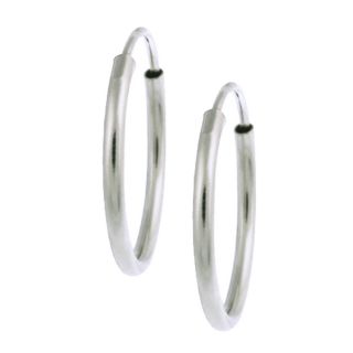 Mondevio 14 karat White gold High polish Endless Hoop Earrings (0.75mm