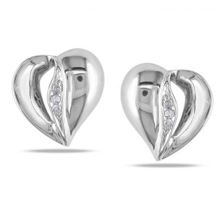 Miadora 14k White Gold Diamond Accent Heart Earrings (G H, I1 I2) MSRP