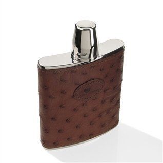 Genuine Ostrich Leather 175 ml Hip Flask with Shot Glass