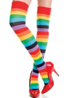 Std Size (Up to 175 lbs)   Rainbow Striped Thigh Highs