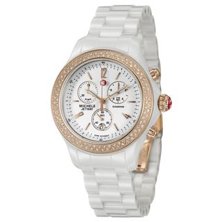 Michele Womens Rose goldtone Steel Jetway Diamond watch