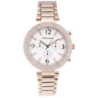 Monument Womens Glam Stainless Steel Rose Goldtone Watch