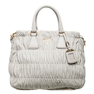 Prada Gaufre Off white Ruched Nappa Leather Zip top Tote Today $