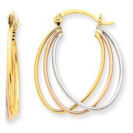 14k Gold Tri Color Hoop Earrings Jewelry