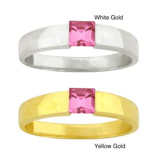 10k Gold Crystal Synthetic Rose Zircon Contemporary Ring Today $264
