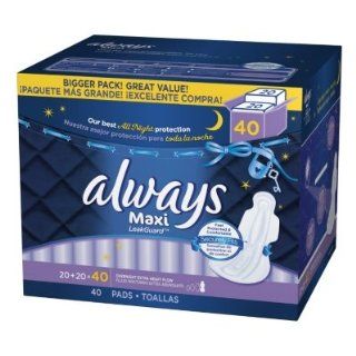 Always Maxi Extra Heavy Overnight Pads with Wings   40 ct