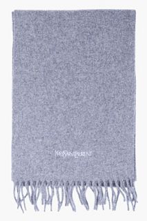 Yves Saint Laurent Grey Rectangular Wool Scarf for men