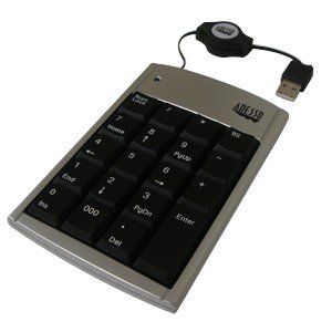 Adesso AKP 150 USB Mobile Mini Keypad. 19KEY USB SILVER