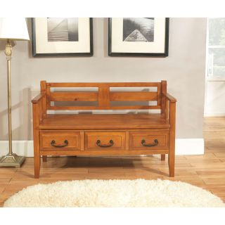 Country Road Light Avalon Brown Entryway Storage Bench with Drawers