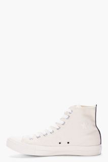 Comme Des Garçons Play  Cream High top Canvas Sneakers for men