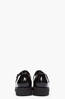 Underground Black Patent Boy London Buckle Creepers for men