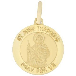 14k Yellow Gold, Saint Jude Thaddeus Medal Pendant Charm