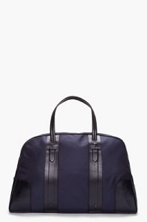 Neil Barrett Navy Leather Trim Weekend Bag for men