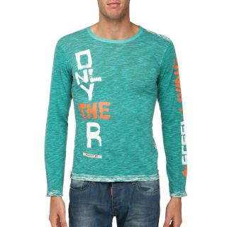 DIESEL T Shirt Homme Vert, blanc et orange   Achat / Vente T SHIRT