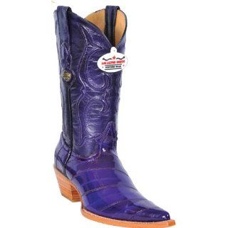 Purple Handmade Eel Genuine Leather 3x Toe Dress Womens Cowboy Boots