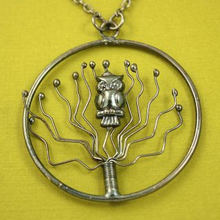 Handcrafted Antiqued Silver Vigilant Owl Links Necklace ( India) Today