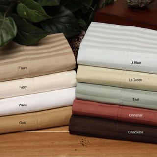 Wrinkle resistant 300 Thread Count Woven Stripe Cotton Sheet Set