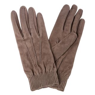 Taupe Suede Pin tucked Elastic Wrist Gloves Today $249.99