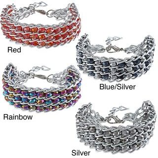 La Preciosa Silvertone Triple Row Hematite Beads Bracelet