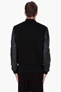 Givenchy Black Leather Trim Baseball Jacket for men