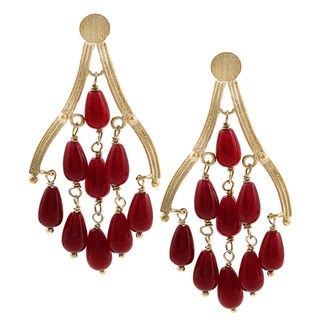 Rivka Friedman 18k Gold Overlay Red Quartzite Chandelier Earrings