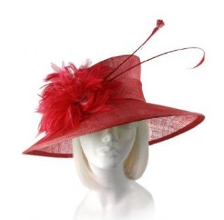 Sinamay Hat With Feathers   M31 DARK RED Clothing