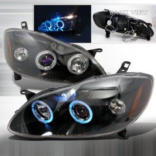 03 04 05 Toyota Corolla Halo Projector Headlights   Black (Pair